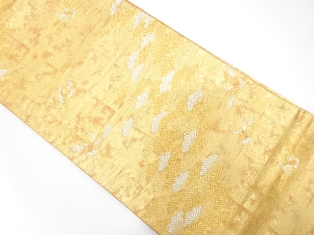 JAPANESE KIMONO / FUKURO OBI / SILK / WOVEN KASAMATSU & CRANES